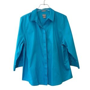 Chico's Vibrant Blue Button Down Shirt Size 16